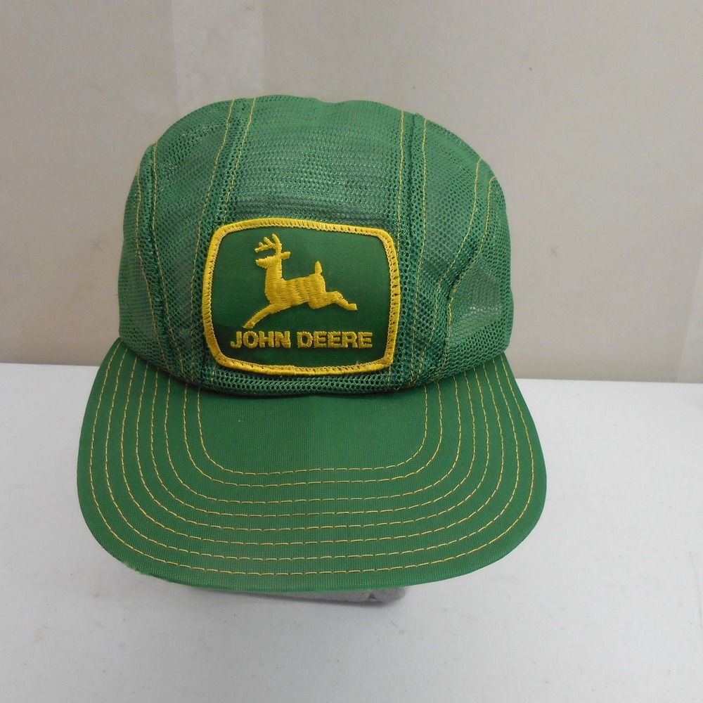 Vintage John Deere Mesh Trucker Hat Green Snapback Louisville Mfg Co Logo Cap